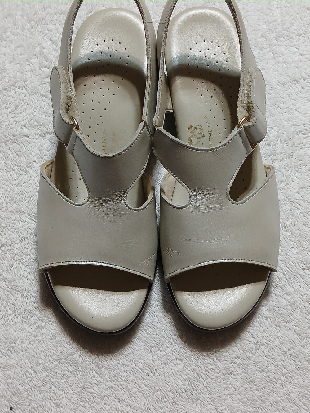 SAS Suntimer Comfort Heeled Pearl Bone Sandals  Womens Size 6